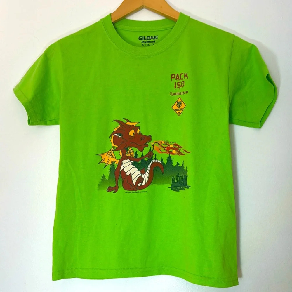 Gildan Green dragon Desing Kids T‎ shirt size M infants Boy Scout shirt